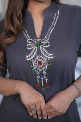 T-Shirt dress with neck work